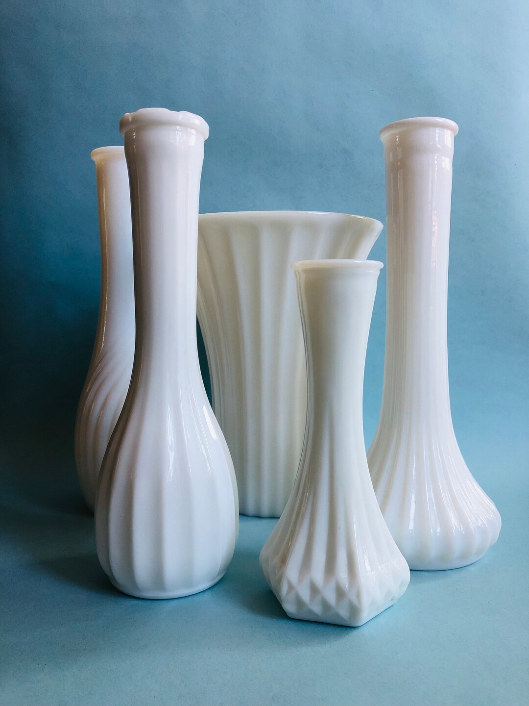 Vintage Milkglass Vase Lot, Vintage Milk Glass Vases, Vintage Milk