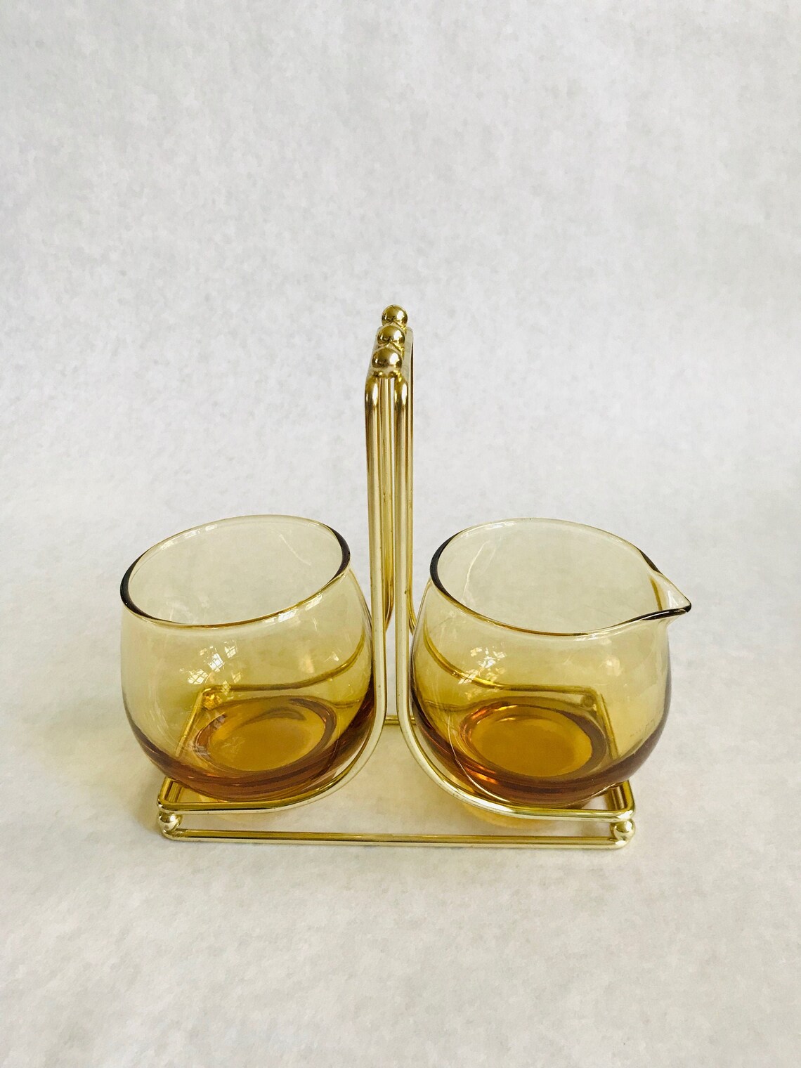 Vintage Amber Glass Sugar Bowl and Creamer Set Sugar Bowl and Etsy