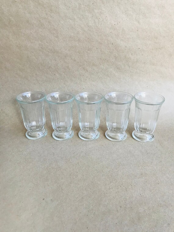 Vintage ribbed juice glasses vintage pedestal juice glasses Etsy