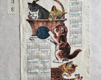 Vintage 1990s linen calendar tea towels, vintage 1990 1991 1992 1993 1995 1996 tea towels, Millennial birthday gift, vintage kitchen linens