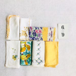 Vintage handkerchief lot, vintage hankie lot, floral vintage handkerchiefs, vintage wedding favor, vintage linens, floral hankies, hankies