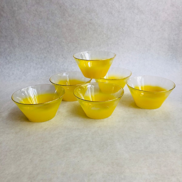 Vintage yellow Blendo bowls, vintage yellow glass bowls, Blendo bowl set, yellow Blendo, yellow kitchen, glass bowls, Blendo bowls