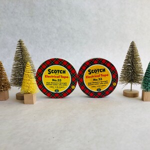 Vintage pair Scotch tape tins, vintage tape tins, vintage plaid tins, vintage scotch tape tin pairs, vintage office, vintage plaid decor