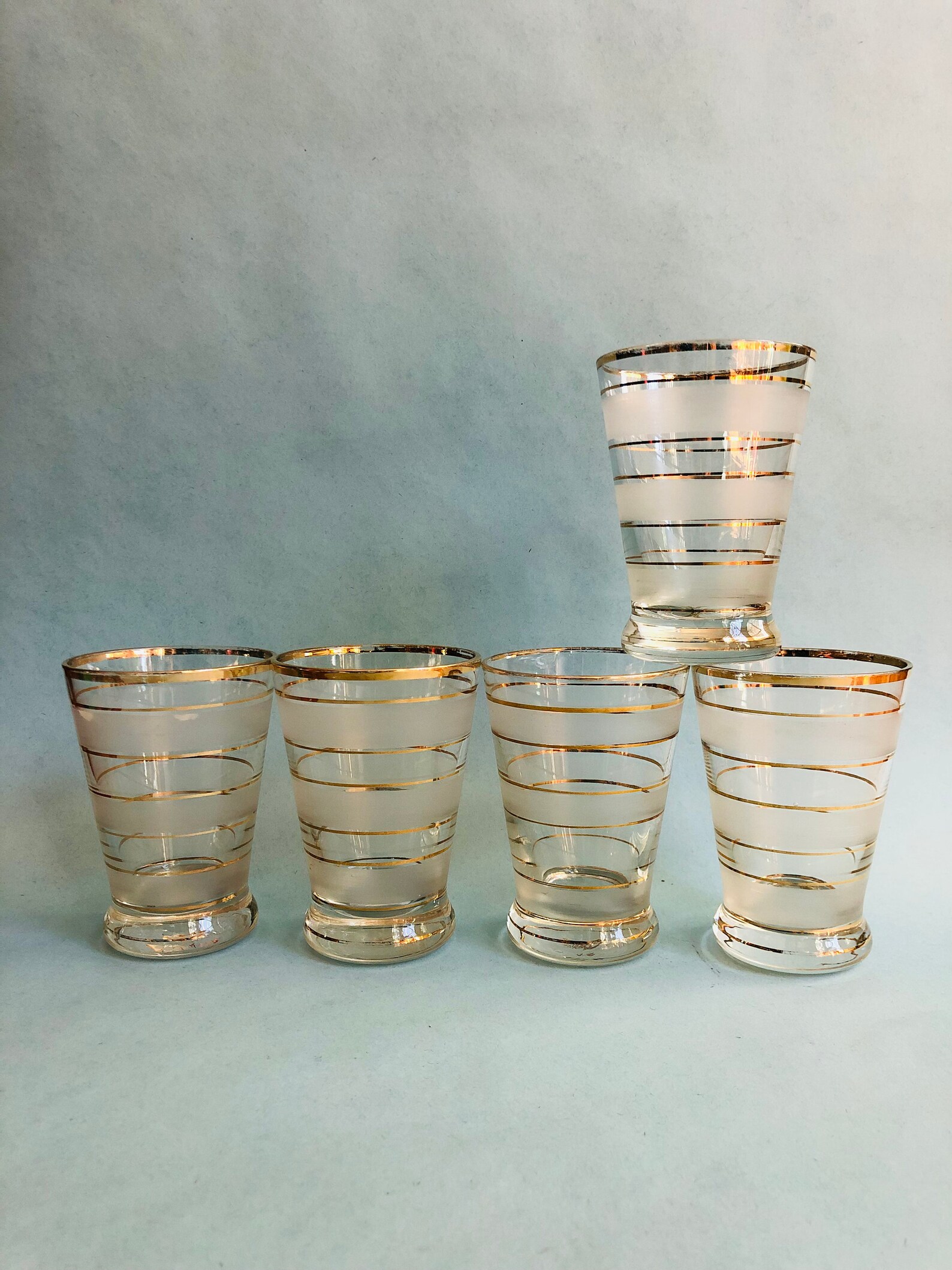 Vintage Etched Juice Glasses Vintage Aperitif Glasses MCM Etsy