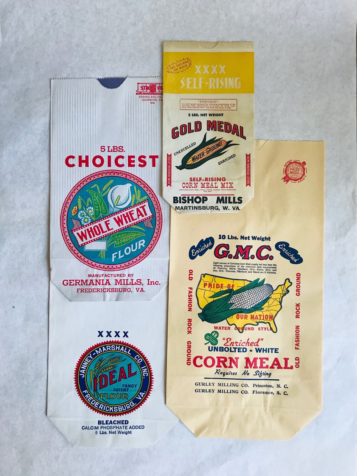 Vintage flour bags vintage cornmeal bags Flour and cornmeal Etsy