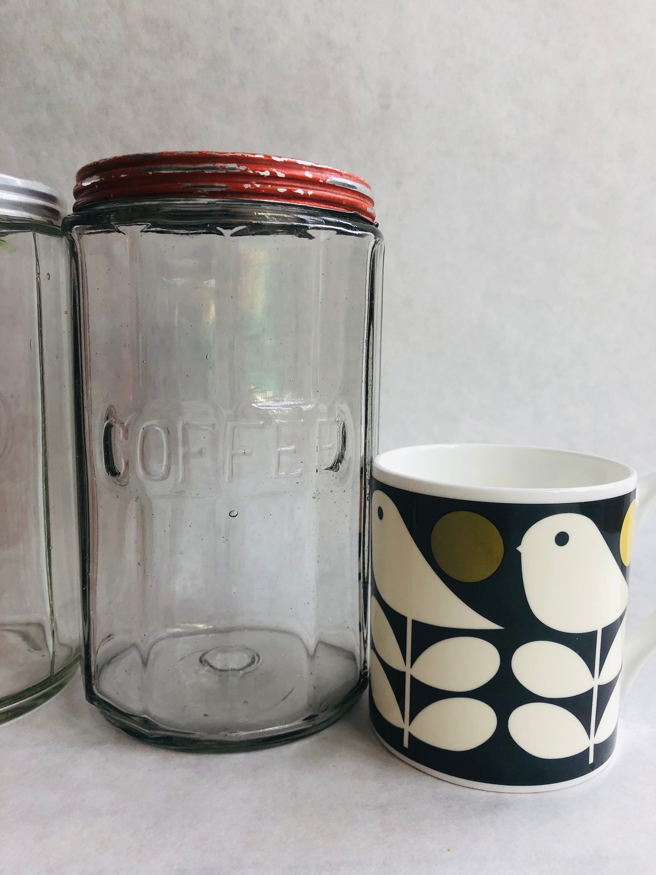 Vintage Glass Coffee Jars Vintage 1940s Coffee Jar Red Etsy