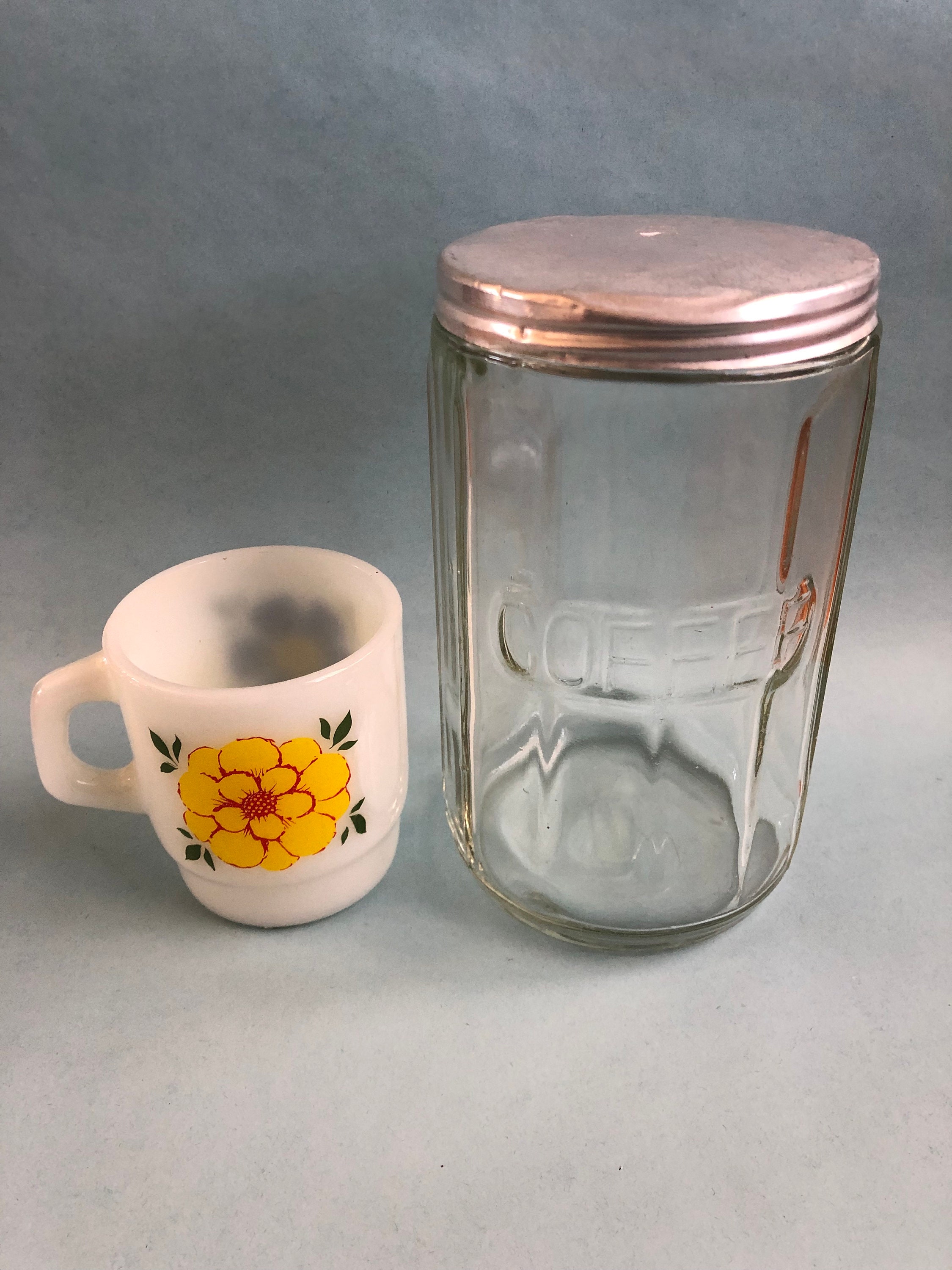 Vintage Glass Coffee Jars Vintage 1940s Coffee Jar Red Etsy