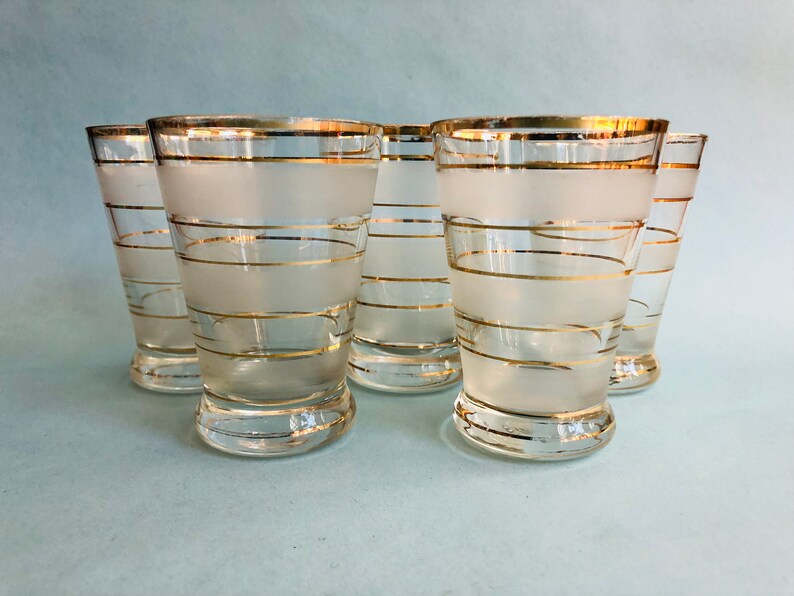 Vintage Etched Juice Glasses Vintage Aperitif Glasses MCM Etsy