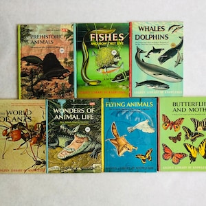Vintage Golden Library of Knowledge, vintage Golden Books set, vintage Golden Library animals book set, vintage Golden Books animal set