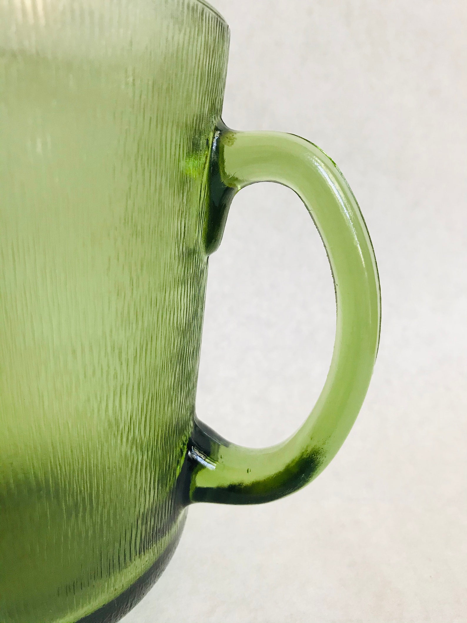 Vintage green glass pitcher vintage textured pitcher green Etsy