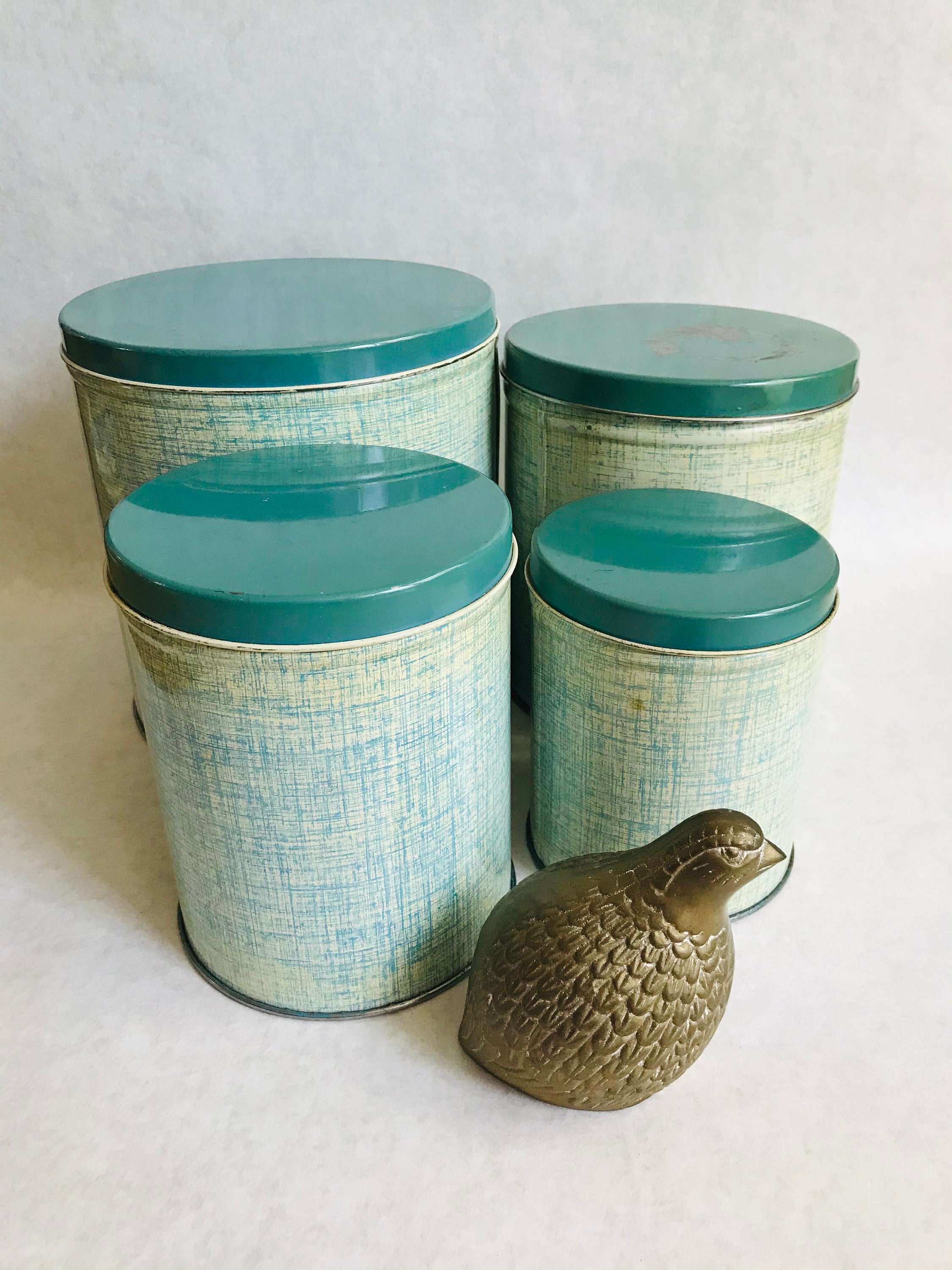 Vintage canister set vintage blue canister set tin blue Etsy