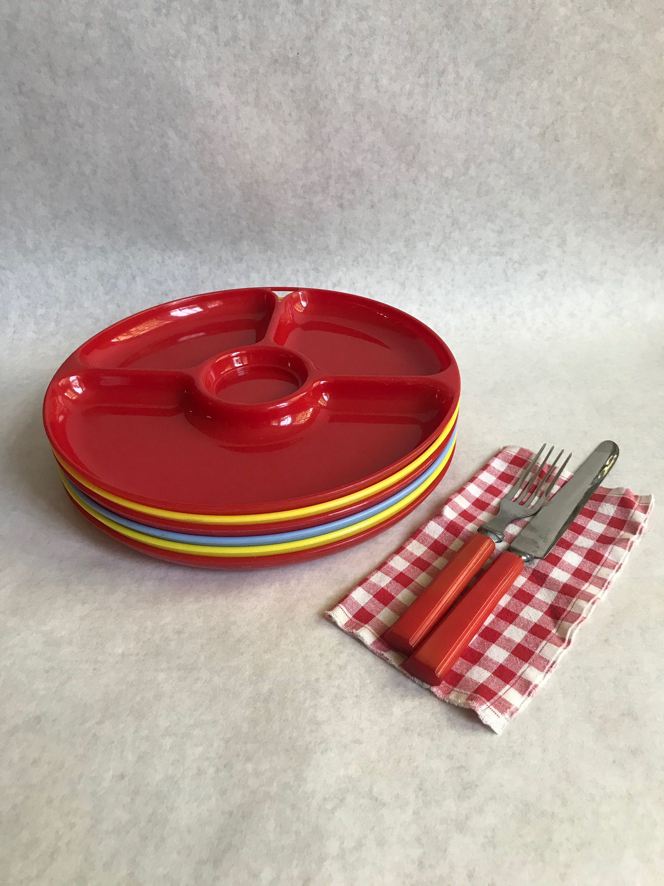 Vintage ShelGlo divided plates vintage plastic divided Etsy
