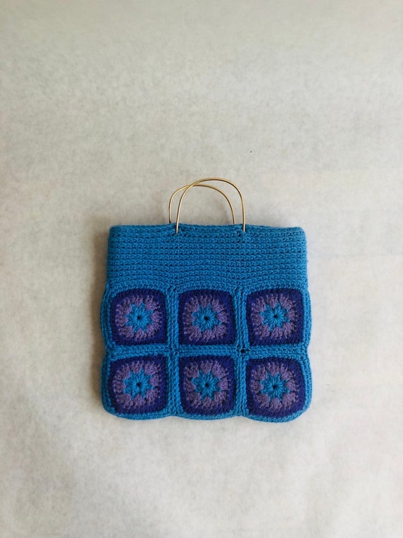 Vintage granny square purse, vintage knitted purse