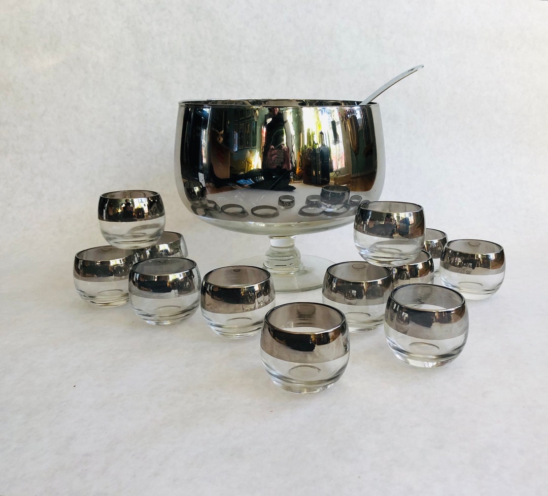 Rare Vintage Midcentury Punch Bowl With Glasses Vintage Roly Etsy