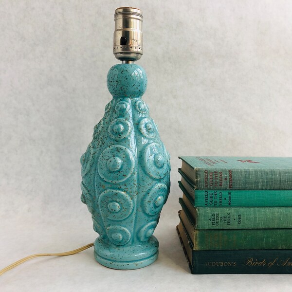 Vintage lamp, midcentury lamp, vintage ceramic lamp, vintage aqua blue lamp, vintage blue lamp, vintage turquoise ceramic lamp, MCM lamp