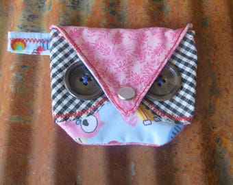 Blue Owl Print and Pink Owl Card Pouch