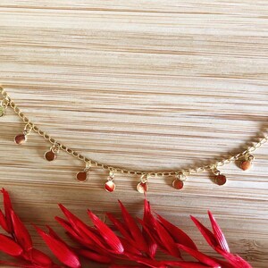 Gold choker necklace with small medals 18K gold plated with optional personalized engraved medal image 5