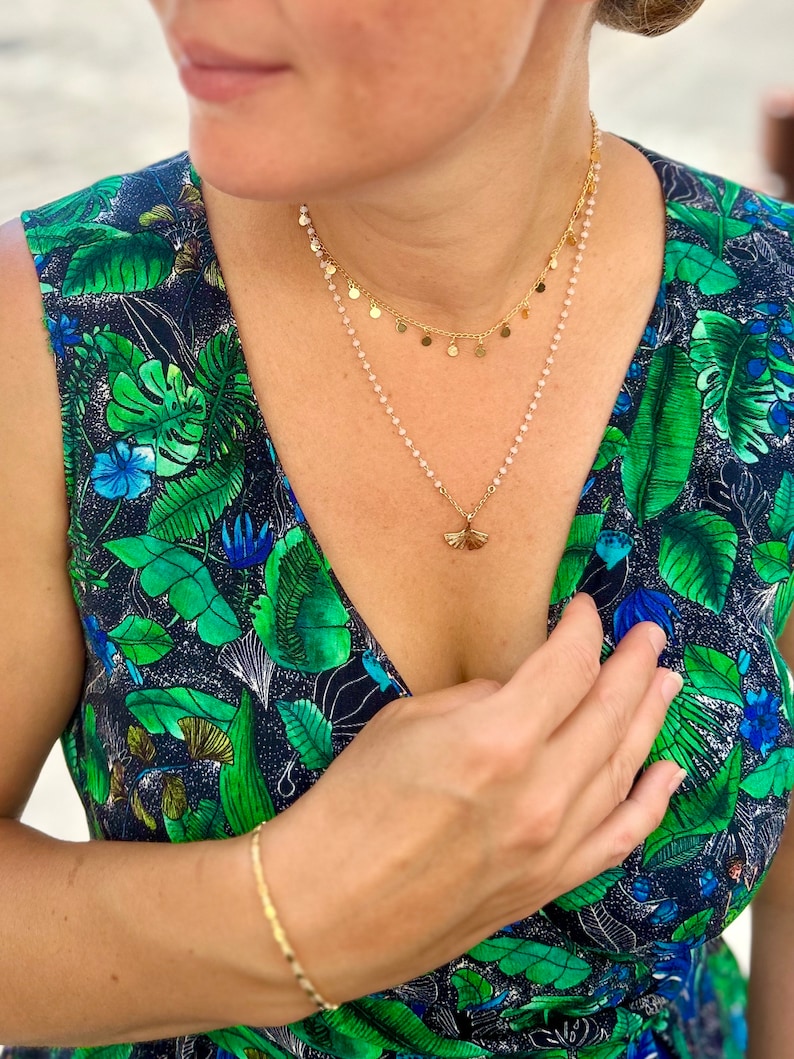 Gold choker necklace with small medals 18K gold plated with optional personalized engraved medal image 6