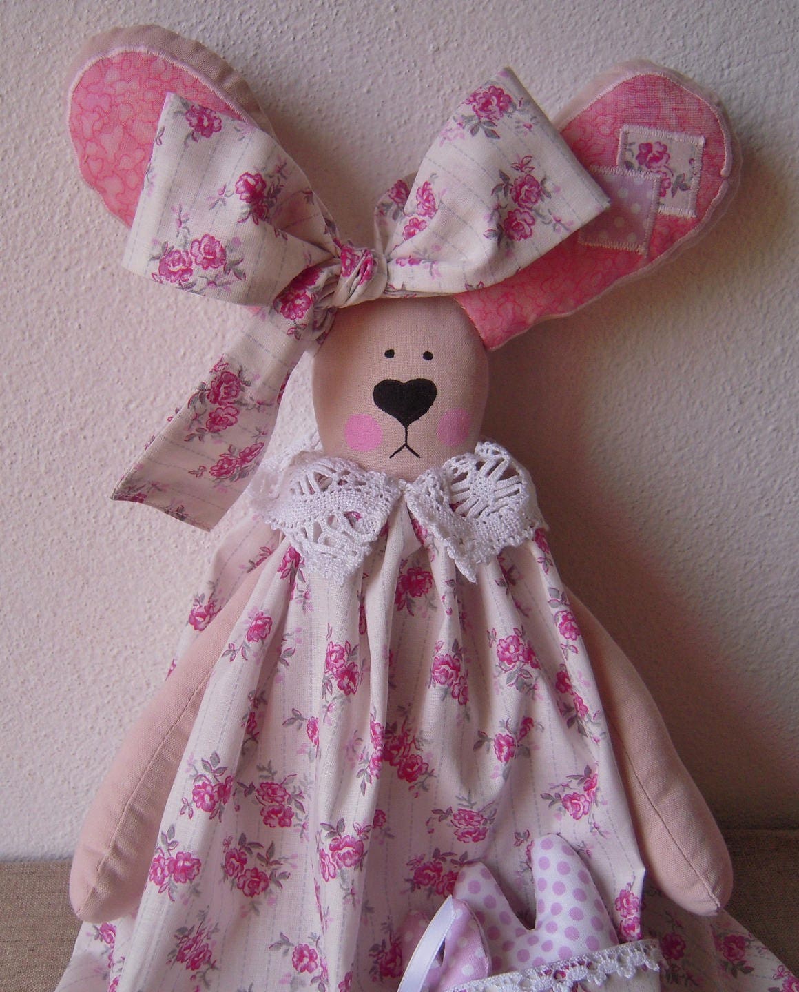 Lapine en Tissu de Coton Esprit Romantique