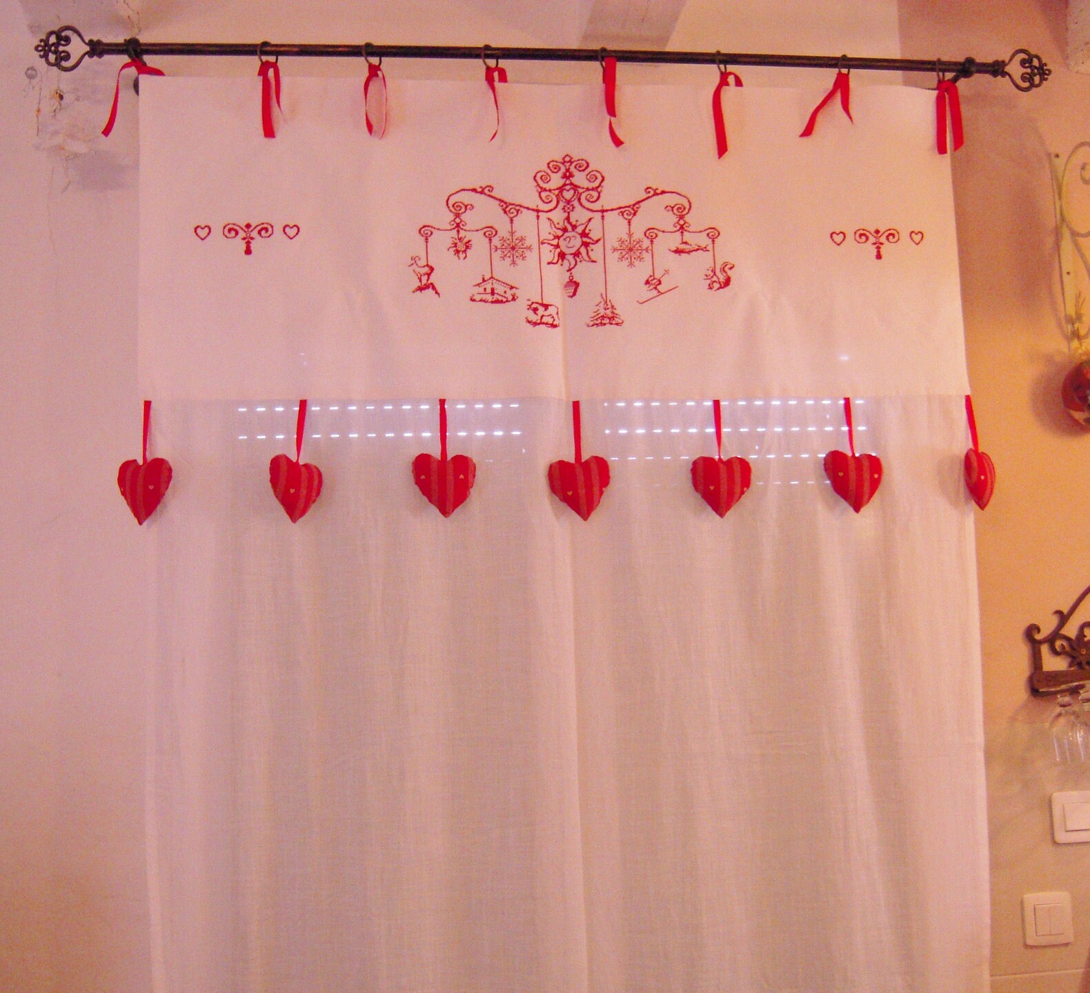 Grand Rideau Voilage Au Point de Croix