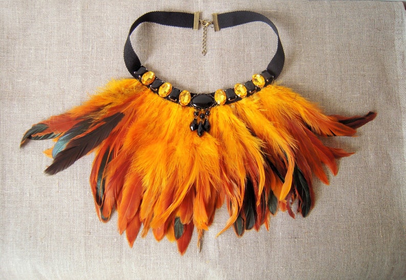 Breastplate necklace with feathers The Phoenix image 1
