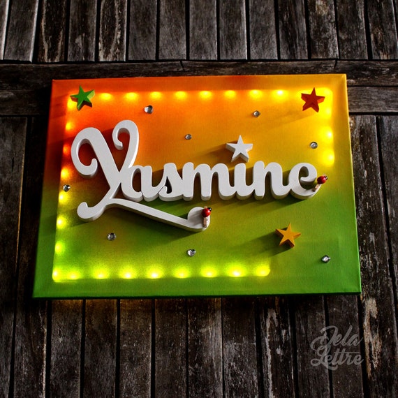 Led Light Board With Name In Wood Wall Decor Christmas Tree Etsy