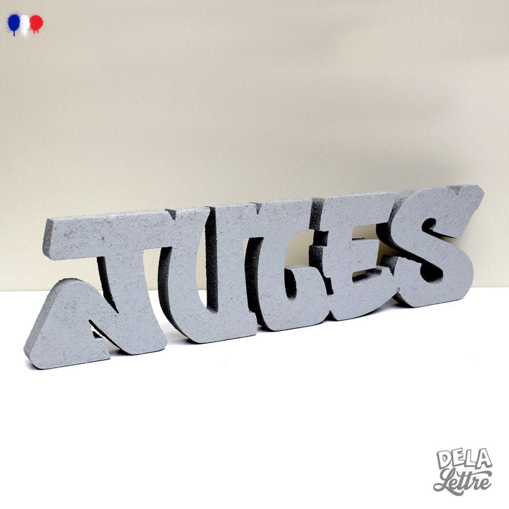 Prénom Graffiti Personnalisé en Bois Peinture Effet Béton, Lettrage Oldschool Original, Modèles Uniq