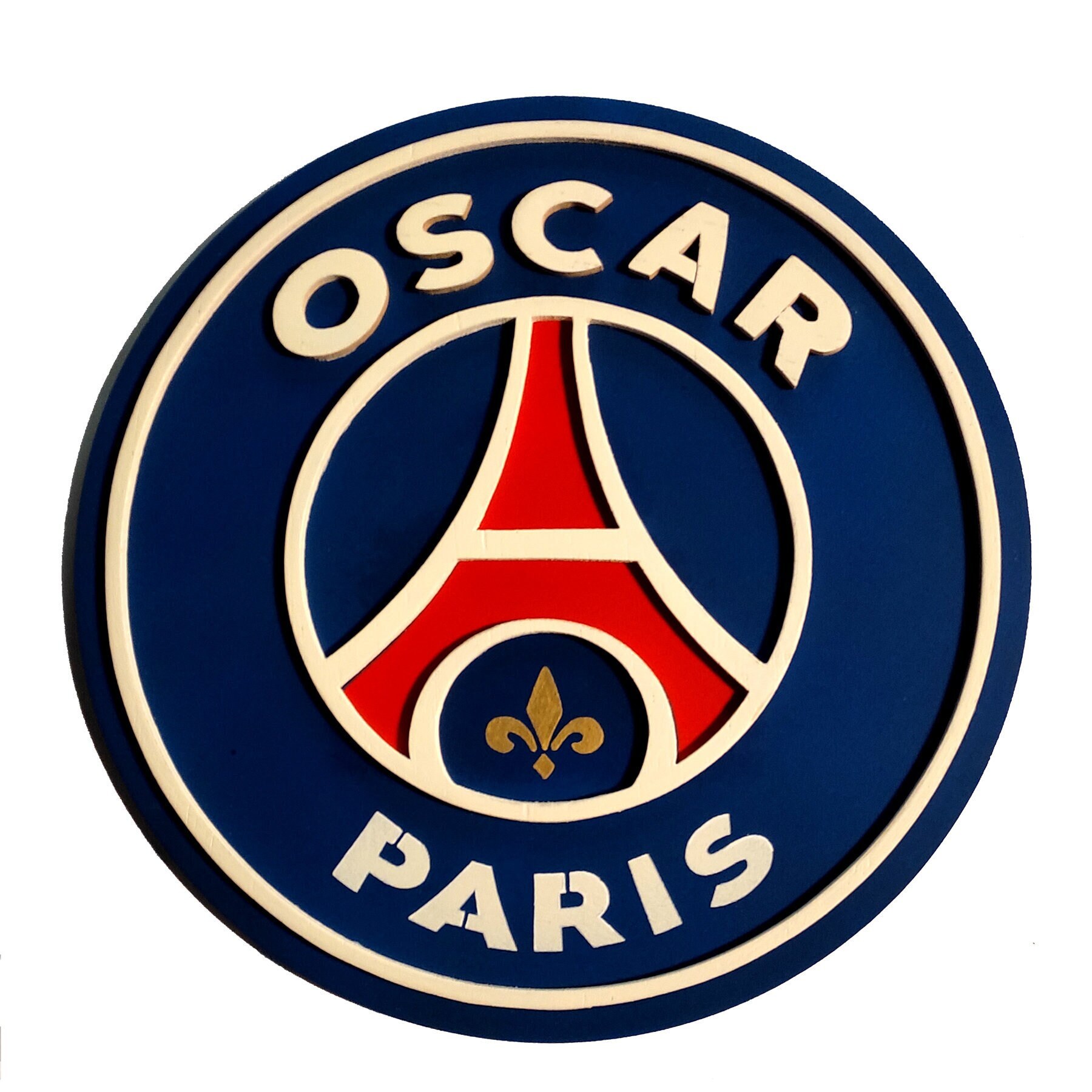 Plaque Personnalisée avec Logo Paris, Fabrication Artisanale en Bois Prénom Au Choix