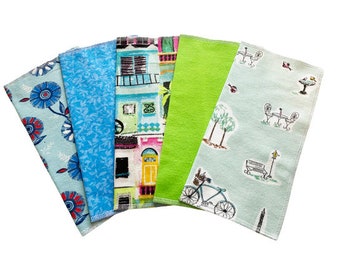 Handkerchief Womens, Ladies Handkerchiefs, Set of 5, Flannel Handkerchiefs, Reusable Tissues, Paperless Hankies, Womens Handkerchief  W87