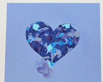 Azul de corazón/en blanco/tarjeta de felicitación tarjeta/aniversario/gracias usted/aliento