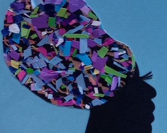 Un conjunto de siete tarjetas de notas hechas a mano con silueta afroamericana