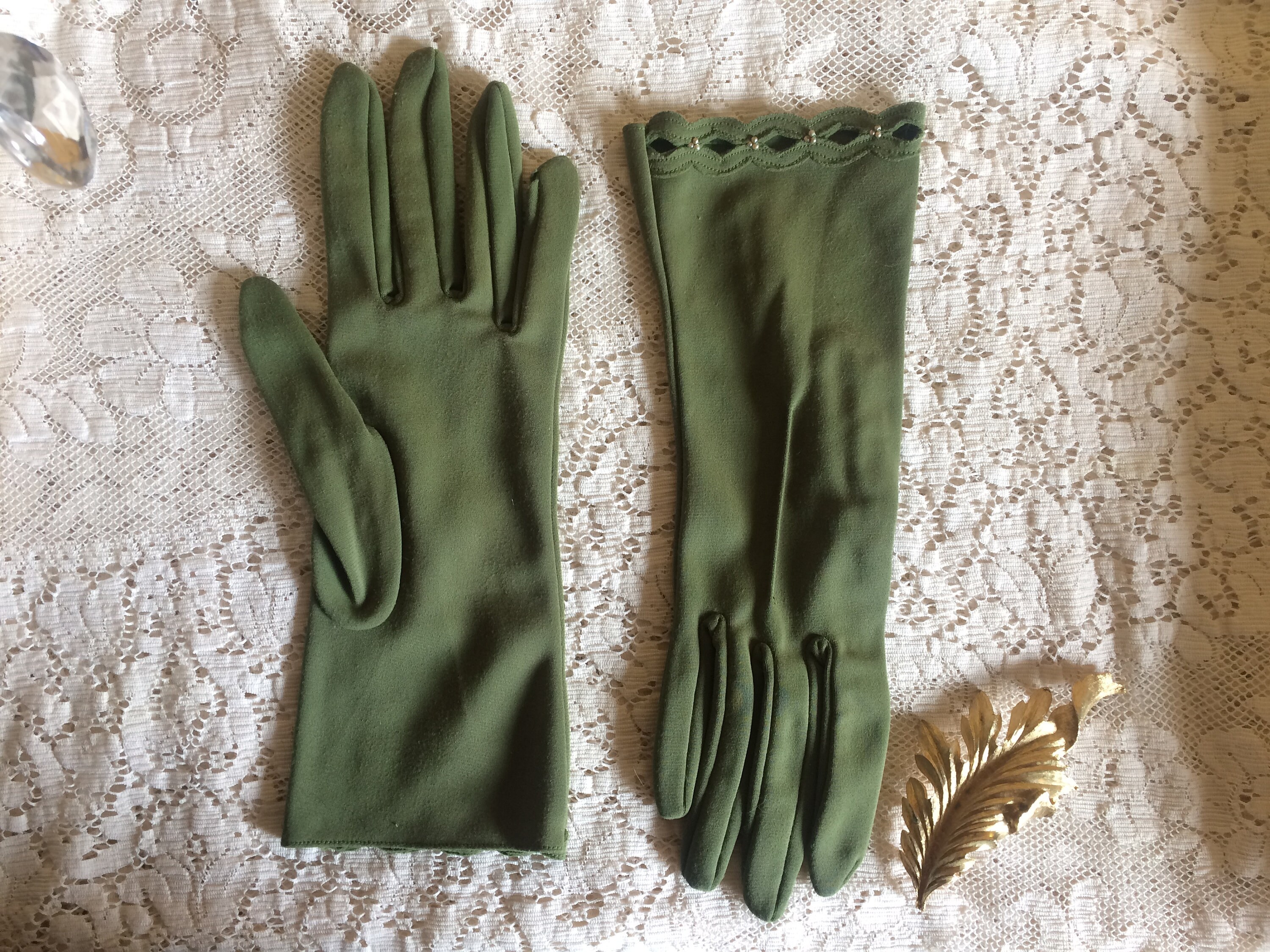 Midcentury Olive Green Ladies' Gloves Etsy