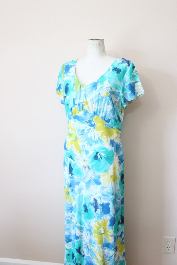 Watercolor Floral rayon dress | 1990s 30s style r… - image 3