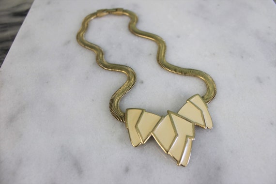 Modernist enamel statement necklace | 80s Trifari… - image 2