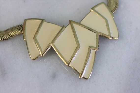 Modernist enamel statement necklace | 80s Trifari… - image 5