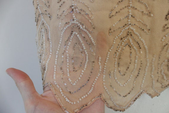 1920s Nude silk sheer beaded blouse | 20s beaded … - image 7