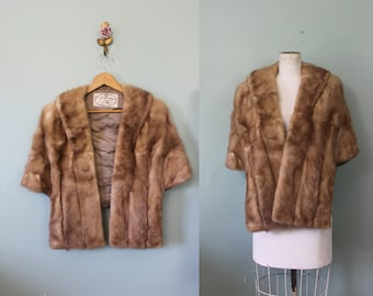 1950s Caramel Mink Stole | 50s Mink Fur Coat |  vintage 1950s Fur Wrap Stole Fur Coat Mink Coat | One - Size