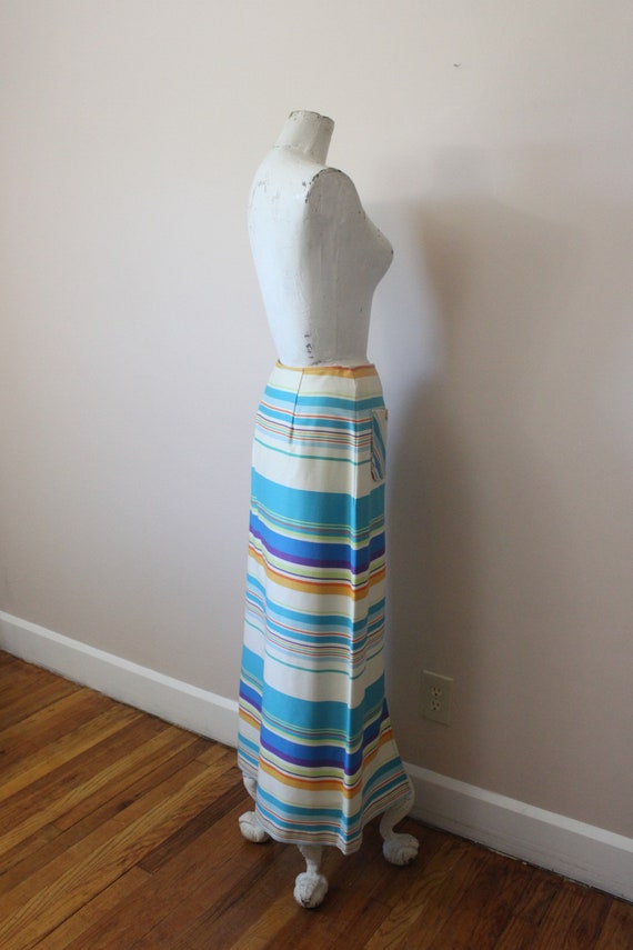 Sunset Stripe rainbow maxi skirt | vintage 1960s … - image 8