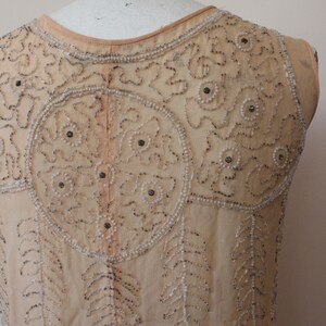 1920s Nude silk sheer beaded blouse 20s beaded blouse top silk 1910s blouse xs small image 10