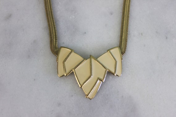 Modernist enamel statement necklace | 80s Trifari… - image 4