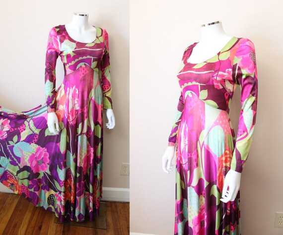 Bohemian Dress Bias Cut Floral Dress 1970s Floral Dress Size Medium