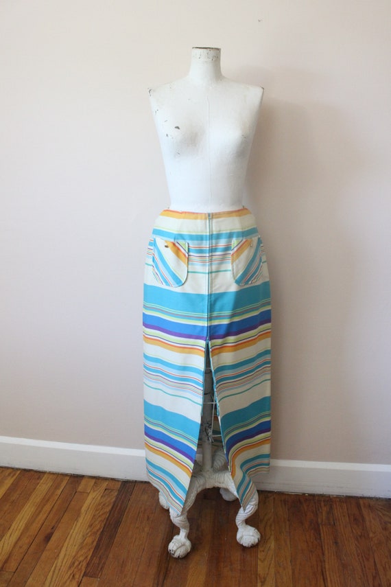Sunset Stripe rainbow maxi skirt | vintage 1960s … - image 3