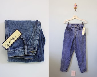 Bill Blass Petites acid wash high waist skinny jeans | 1980s indigo deadstock designer skinny jeans | 25 waist