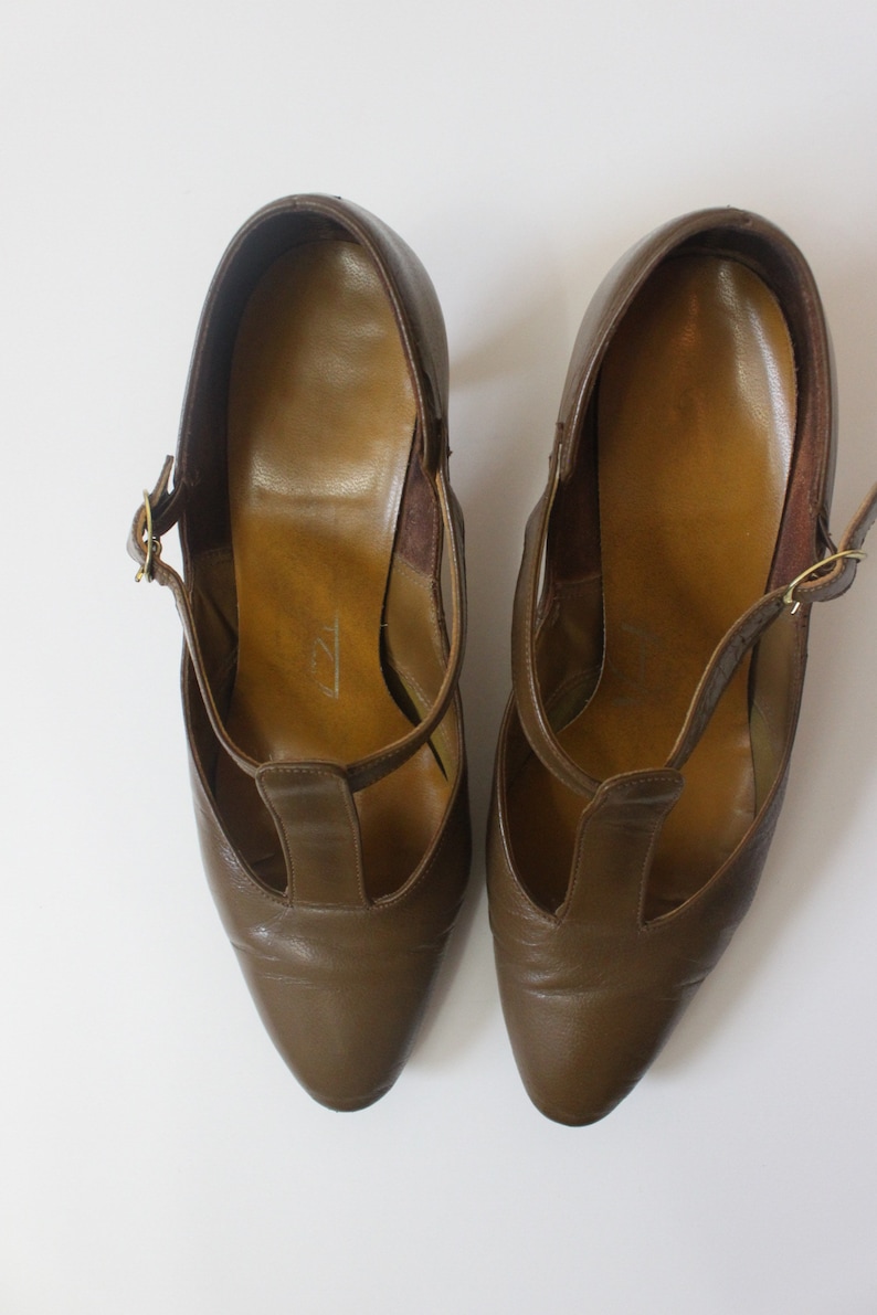 t strap leather heels