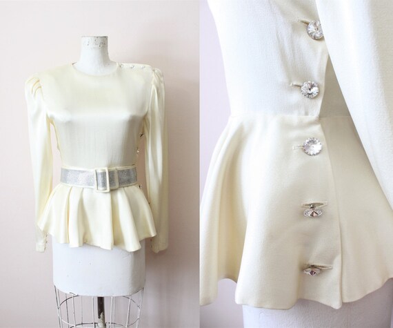 Early 80s CALVIN KLEIN disco blouse | 1980s beige