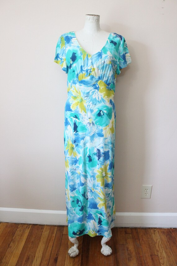 Watercolor Floral rayon dress | 1990s 30s style r… - image 2