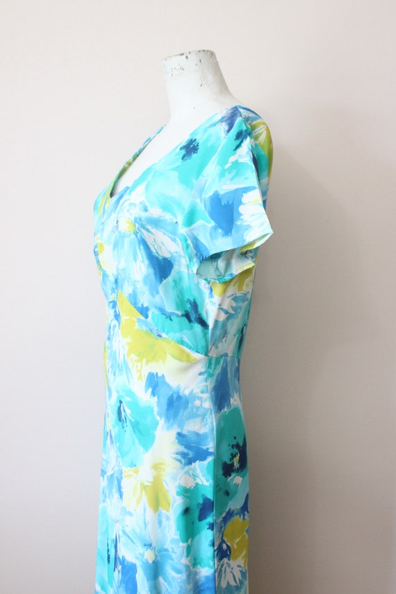 Watercolor Floral rayon dress | 1990s 30s style r… - image 4