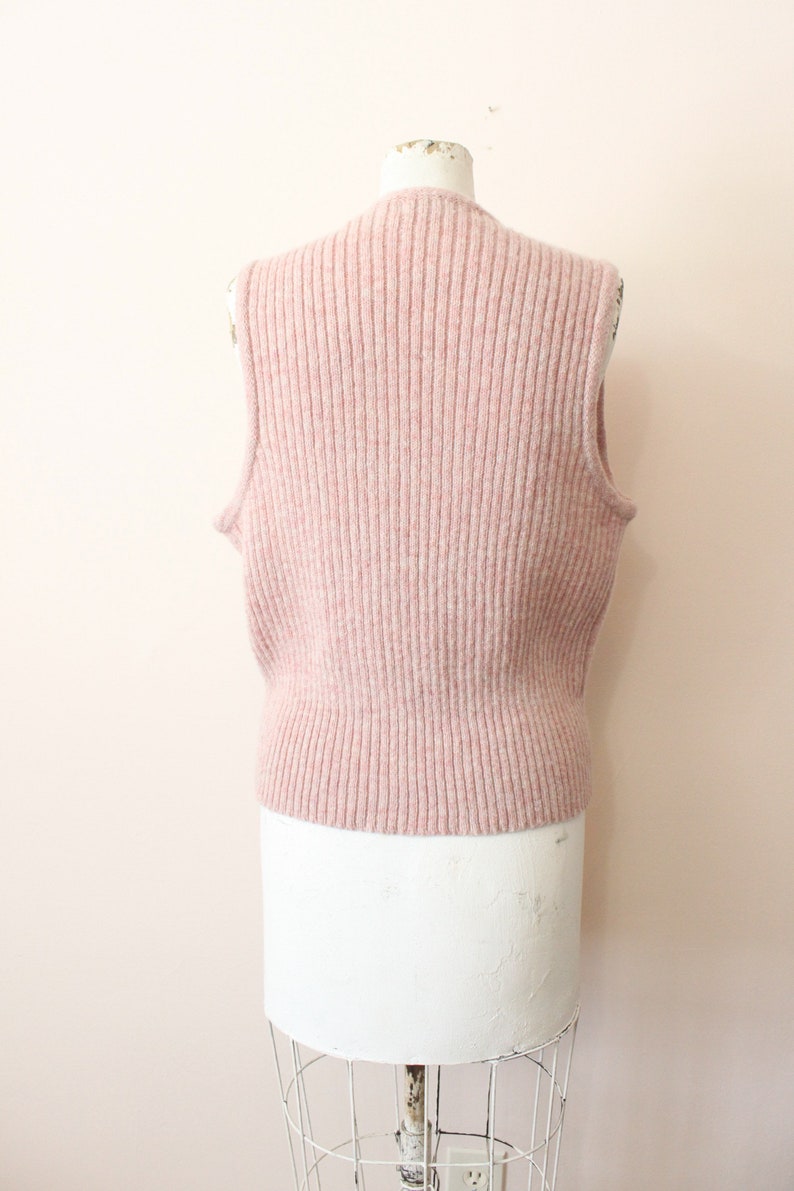 Dusty Pink wool vest 1990s light pink cable knit wool zippered vest medium large image 7