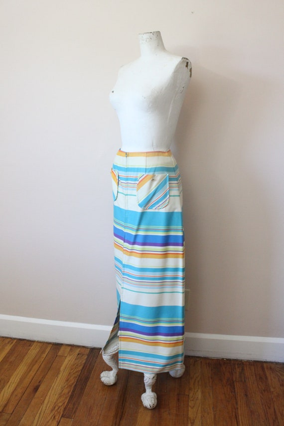 Sunset Stripe rainbow maxi skirt | vintage 1960s … - image 4