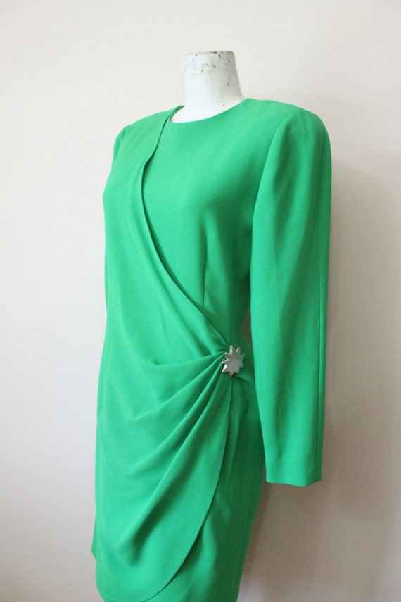 ALBERT NIPON Boutique kelly green dress | 1990s s… - image 3